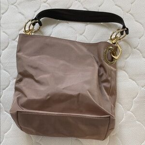 Chic Tan Shoulder Bag with Gold Details